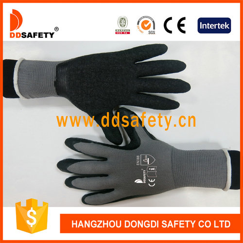 Grey nylon with black latex glove Grey nylon with black latex glove